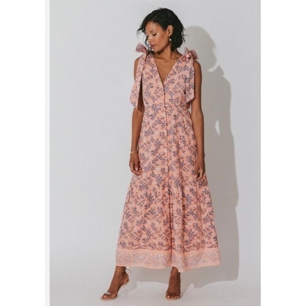 Cleobella Astrid Positano Fliral Organic Cotton Ankle Dress Size L